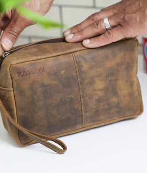 Men's Leather Wash Bag