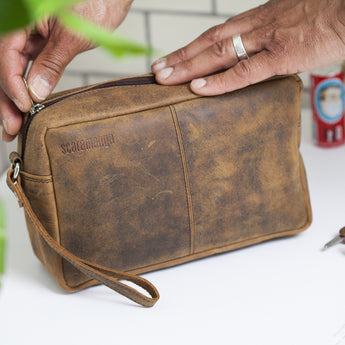 Men's Leather Wash Bag Travel Accessory Scaramanga