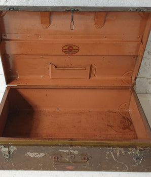 Old Metal Brown Storage Trunk