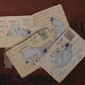 Hand-painted Vintage Indian Postcard - Mischievous Monkey