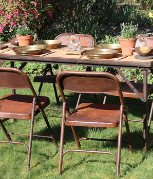 Natural Wooden Table and Brown Chair Set