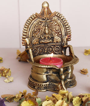 Traditional Brass Laxmi Temple Lamp