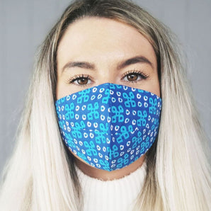 Patterned Blue Cotton Face Mask