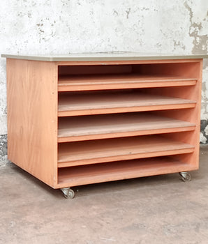 Vintage PEL Paper and Poster Shelving Trolley Unit