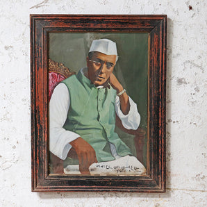 Vintage Framed Portrait of J Nehru