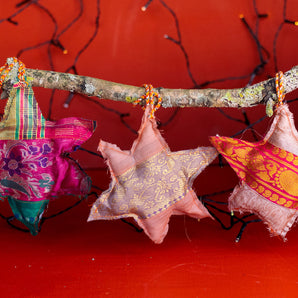 Recycled Sari Christmas Decoration - Large