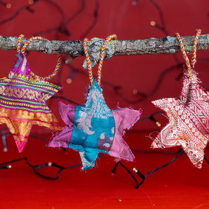 Recycled Sari Christmas Decoration - Medium