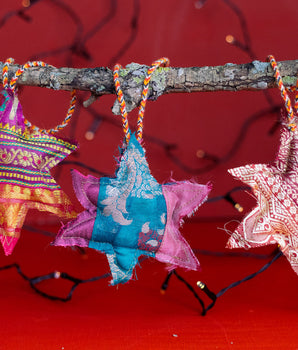 Recycled Sari Christmas Decoration - Medium