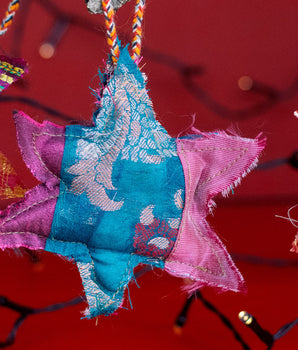 Recycled Sari Christmas Decoration - Medium