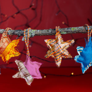 Recycled Sari Christmas Decoration Small