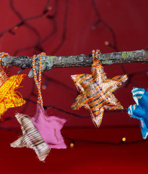 Recycled Sari Christmas Decoration Small