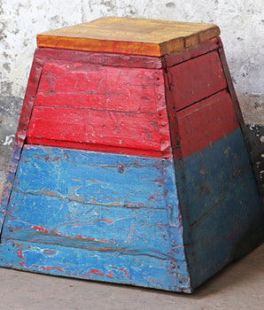 Wooden Vintage Stool - Painted