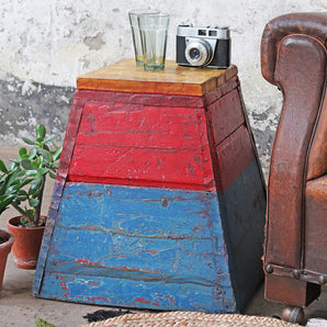 Wooden Vintage Stool - Painted