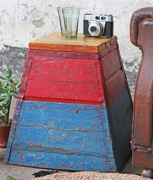 Wooden Vintage Stool - Painted