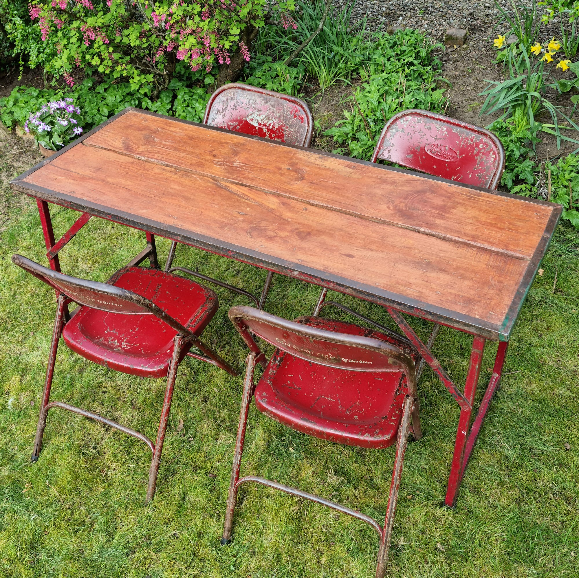 Red Rable Original Vintage Red Table and Chair Set