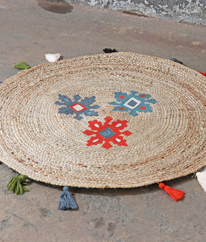 Small Handwoven Natural Jute Rug 100cm