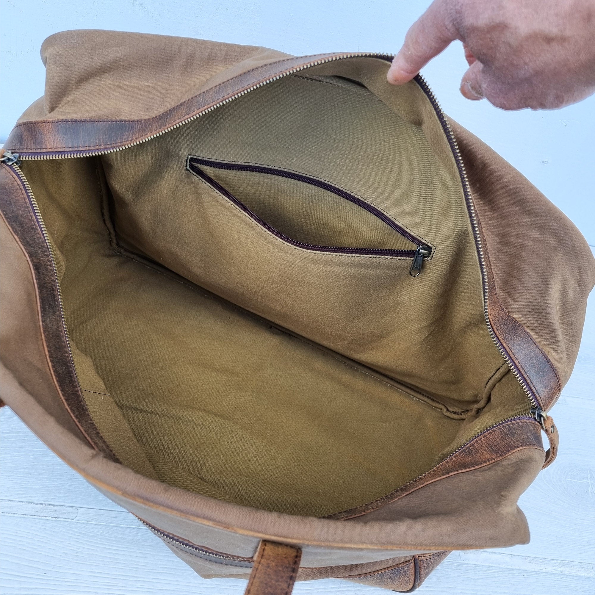 Leather And Canvas Duffle Bag Sample