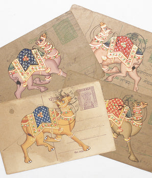 Hand-painted Vintage Indian Postcard - Colourful Camel