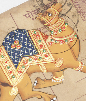 Hand-painted Vintage Indian Postcard - Colourful Camel