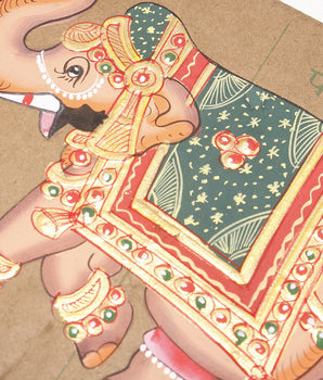 Hand-painted Vintage Indian Postcard - Elegant Elephants