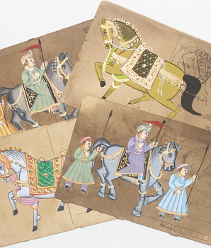 Hand-painted Vintage Indian Postcard - Handsome Horses