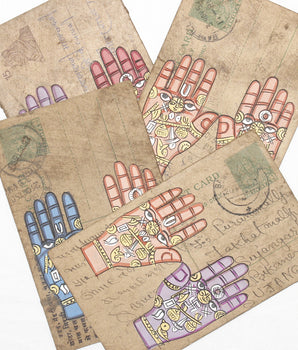 Hand Painted Vintage Postcard - Healing Hands