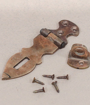 Medium Antique Style Brass Hasp And Staple