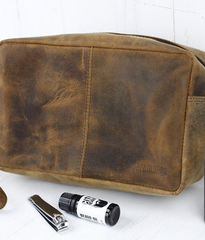 Men's Leather Wash Bag