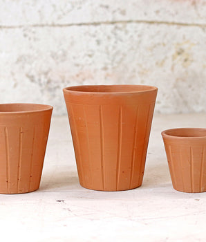 Fluted Terracotta Pot - Set Of 3