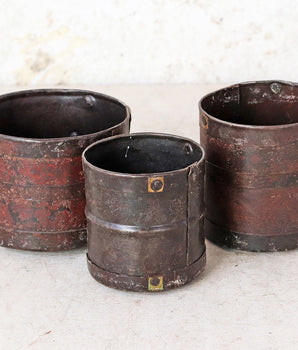 Vintage Style Metal Pots Set of 3