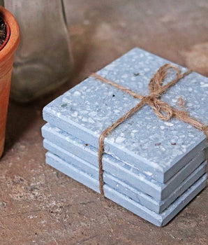 Set of 4 Blue Terrazzo Coasters