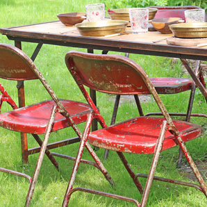 Set Of 4 Red Vintage Chairs