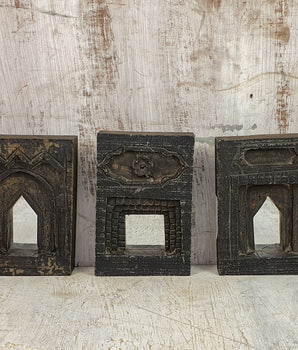 Small Carved Wooden Mirror - Black