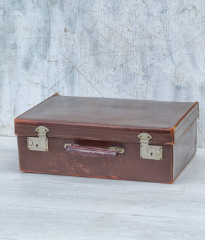 Vintage Brown Leather Suitcase