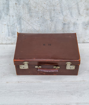 Vintage Brown Leather Suitcase