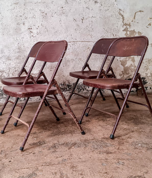 Metal Folding Chairs - Maroon