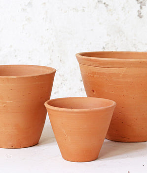 Terracotta Plant Pots Set Of 3 - Tapered