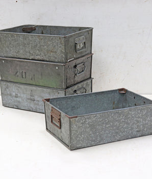 Original Vintage Tote Tins Industrial Storage Tins