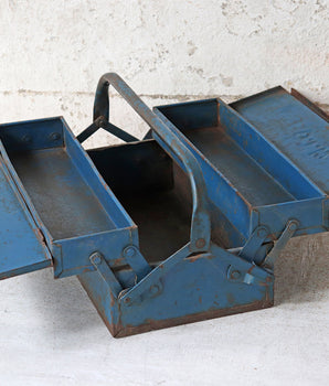 Old Traditional Fold-Out Metal Toolbox