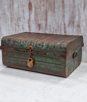 Old Turquoise Metal Trunk