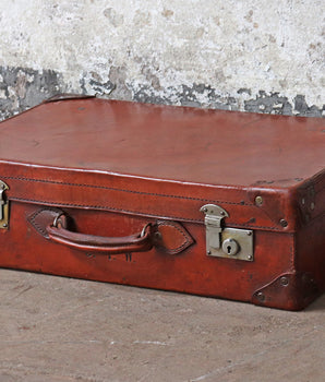 Vintage Brown Leather Suitcase