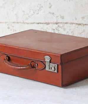 Small Vintage Brown Leather Suitcase