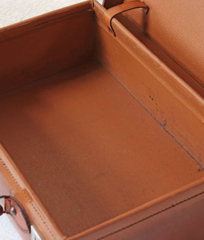 Small Vintage Brown Leather Suitcase