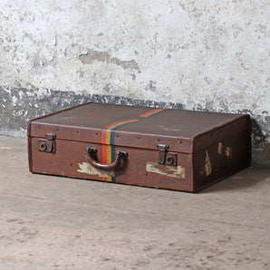 Vintage Canvas and Leather Suitcase