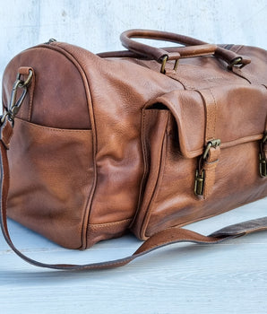 Leather Tan Holdall - Sample