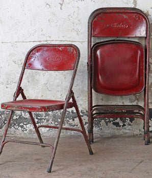Vintage Folding Chair - Red