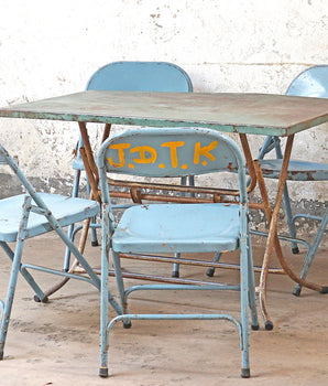Vintage Folding Metal Table - Turquoise