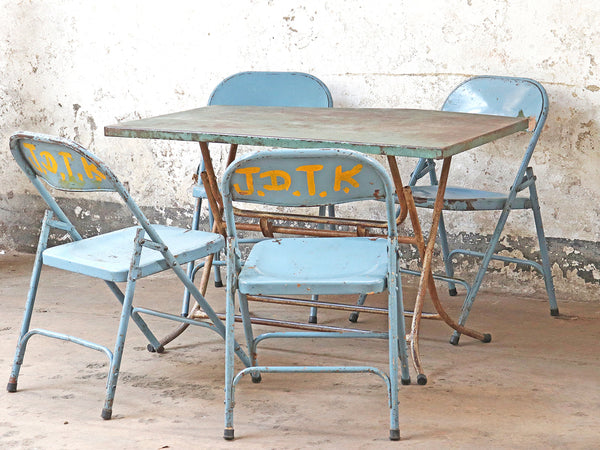 Vintage Folding Metal Table Turquoise