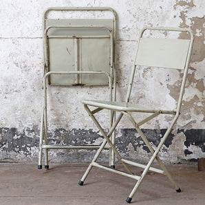 Vintage White Metal Folding Chair