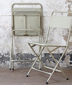 Vintage White Metal Folding Chair